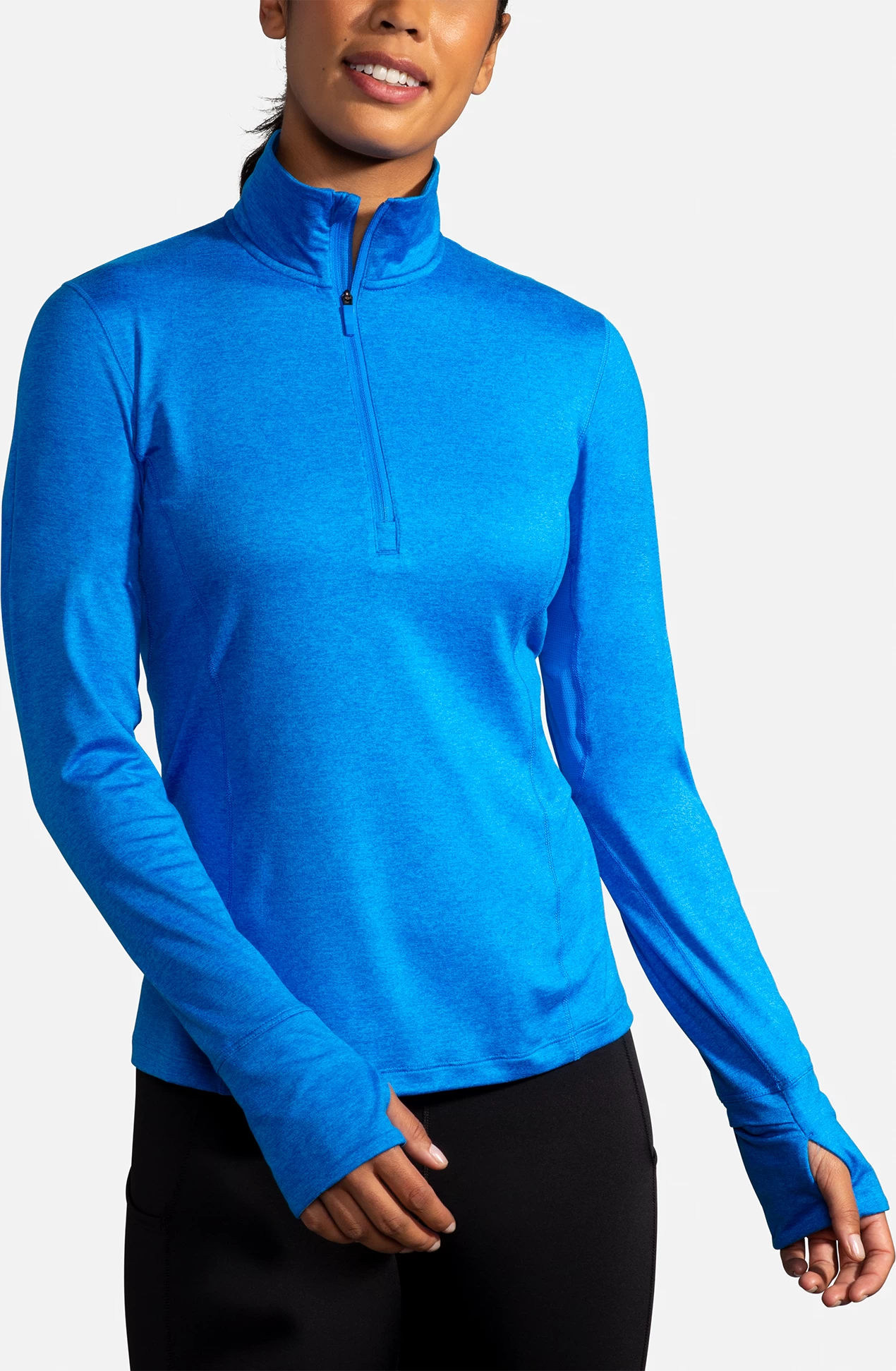 BROOKS Women's Dash 1/2 Zip (437 - Heather/Blue Bolt) 2 BROOKS Women's Dash 1/2 Zip (437 - Heather/Blue Bolt) - Image 2