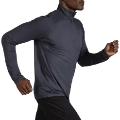 BROOKS Men's Dash 1/2 Zip (008 - Heather Concrete) -Brooks Store 211298 008 mv dash half zip mens long sleeve running shirt