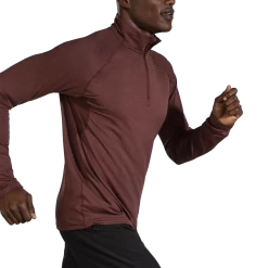 BROOKS Men's Dash 1/2 Zip (246 - Heather Run Raisin) -Brooks Store 211298 246 mv dash half zip mens long sleeve running shirt