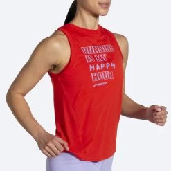 BROOKS Women's Distance Graphic Tank (624 - Jamberry/Happy Hour) -Brooks Store 221542 624 mv distance graphic tank womens sleeveless running top