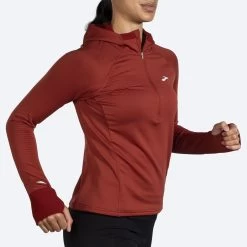 BROOKS Women's Notch Thermal Hoodie 2.0 (692 - Copper) -Brooks Store 221568 692 mv notch thermal hoodie womens long sleeve running shirt