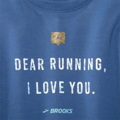 BROOKS Women's Distance Graphic Long Sleeve (406 - Blue Ash/Dear Running) -Brooks Store 221599 406 d1 distance graphic womens long sleeve running shirt