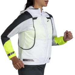 BROOKS Women's Run Visible Convertible Jacket (134 - White/Asphalt/Nightlife) -Brooks Store 2AA6AC26 4E42 4610 866F 2743D4B81C6F
