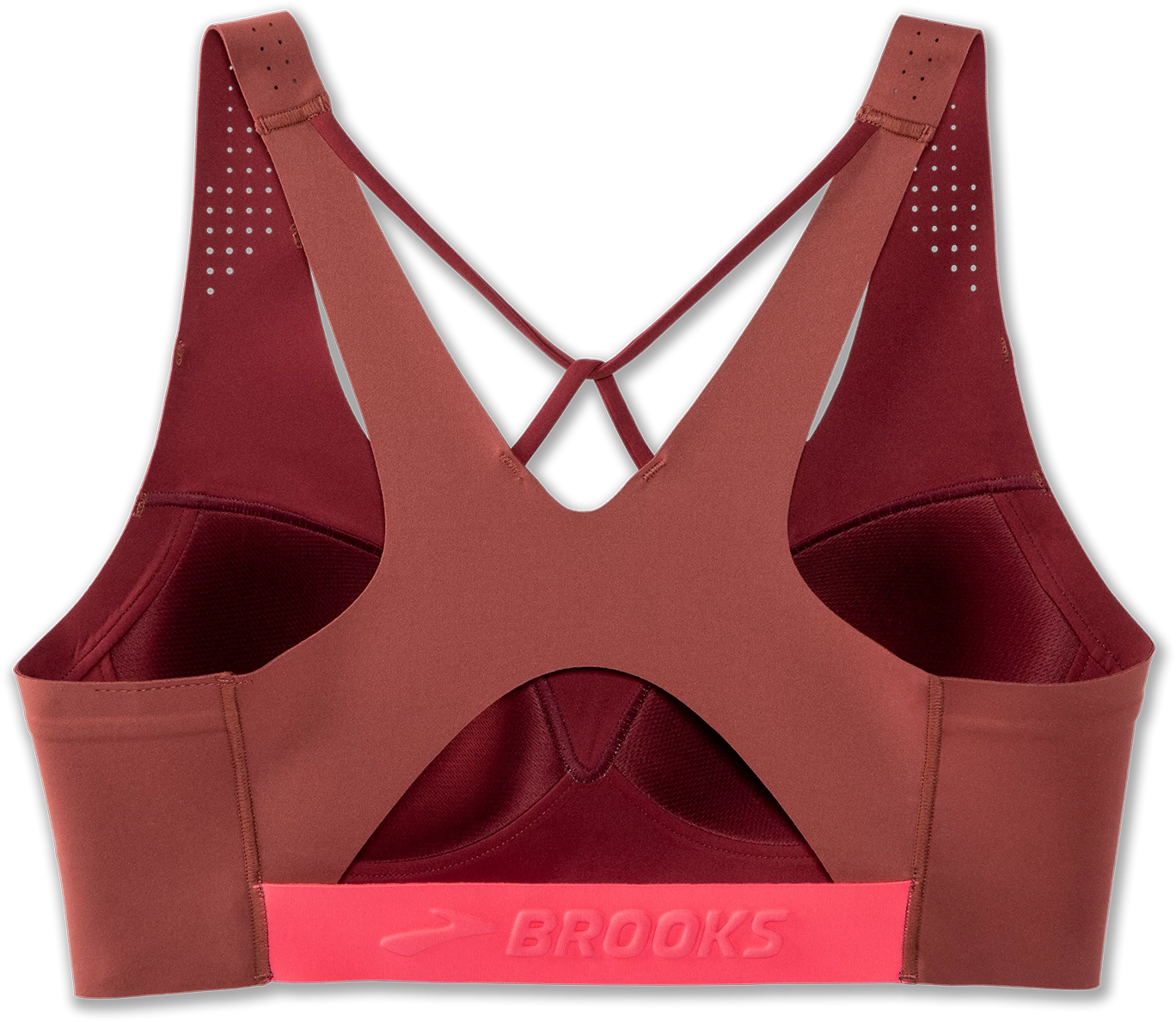 BROOKS Women's Dare V Neck Run Bra (691 - Terracotta/Fluoro Pink) 2 BROOKS Women's Dare V Neck Run Bra (691 - Terracotta/Fluoro Pink) - Image 2