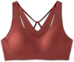 BROOKS Women's Dare V Neck Run Bra (691 - Terracotta/Fluoro Pink)