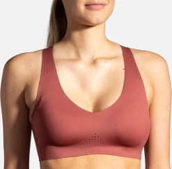 BROOKS Women's Dare V Neck Run Bra (691 - Terracotta/Fluoro Pink) 7 BROOKS Women's Dare V Neck Run Bra (691 - Terracotta/Fluoro Pink) -Brooks Store 350079 691 MF Dare V Neck Run Bra