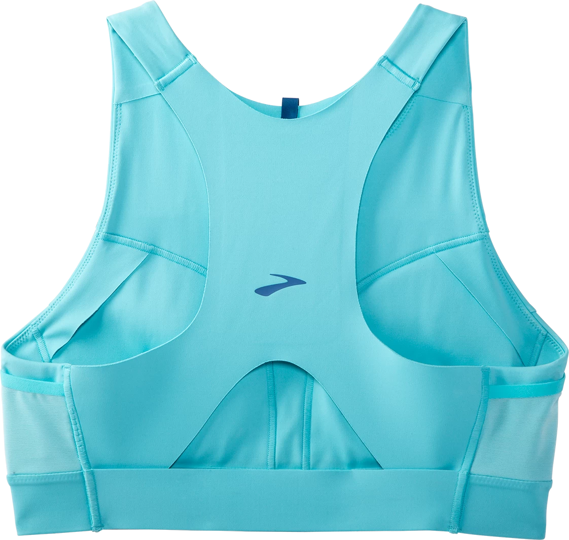 BROOKS Women's Drive 3 Pocket Run Bra (475 - Vivid Teal) 2 BROOKS Women's Drive 3 Pocket Run Bra (475 - Vivid Teal) - Image 2