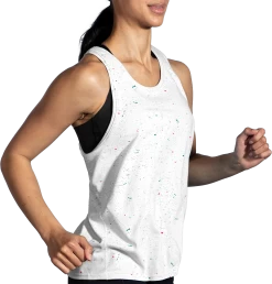 BROOKS Women's Distance Tank 2.0 (150 - White Speckle Print) -Brooks Store 3BB63EAA 1003 45C4 AE36 B460525DD95A