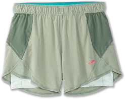 BROOKS Women's Chaser 5" 2-in-1 Short (326 - Pebble/Dark Pebble/Cool)