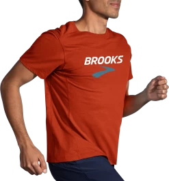 Men's Distance Short Sleeve 2.0 (609 - Heather Red Clay/Brooks Logo) -Brooks Store 60221994 8190 445D AF3C ACDD03920342
