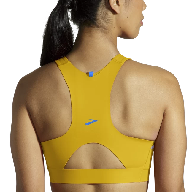 BROOKS Women's Drive 3 Pocket Run Bra (362 - Golden Hour/Violet Dash) 3 BROOKS Women's Drive 3 Pocket Run Bra (362 - Golden Hour/Violet Dash) - Image 3