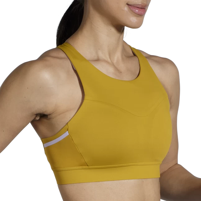 BROOKS Women's Drive 3 Pocket Run Bra (362 - Golden Hour/Violet Dash) 4 BROOKS Women's Drive 3 Pocket Run Bra (362 - Golden Hour/Violet Dash) - Image 4