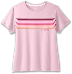 BROOKS Women's Distance Short Sleeve 2.0 (677 - Quartz/Gradient Stripe)