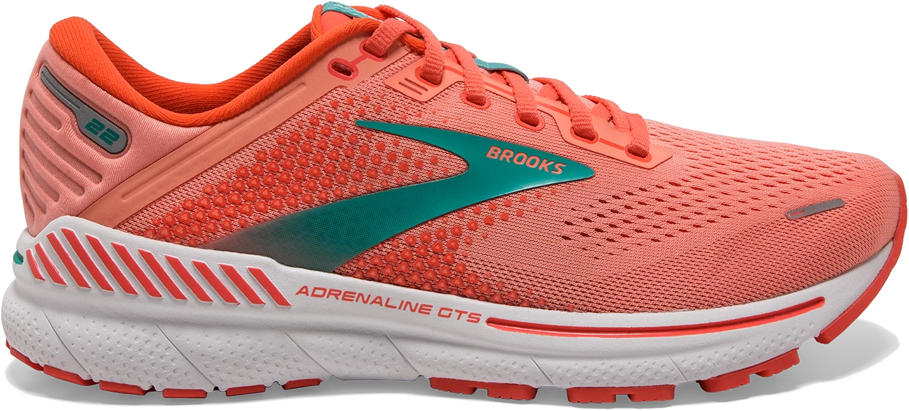 BROOKS Women’s Adrenaline GTS 22 (680 - Coral/Latigo Bay/White) 1 BROOKS Women’s Adrenaline GTS 22 (680 - Coral/Latigo Bay/White)