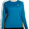 BROOKS Women's Sprint Free Long Sleeve 2.0 (433 - Pacific/Lightest Sky/Ochre)