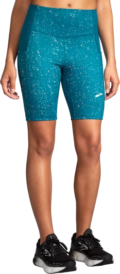 BROOKS Women's Method 8" Short Tight (486 - Lagoon Speckle Print/Lagoon)