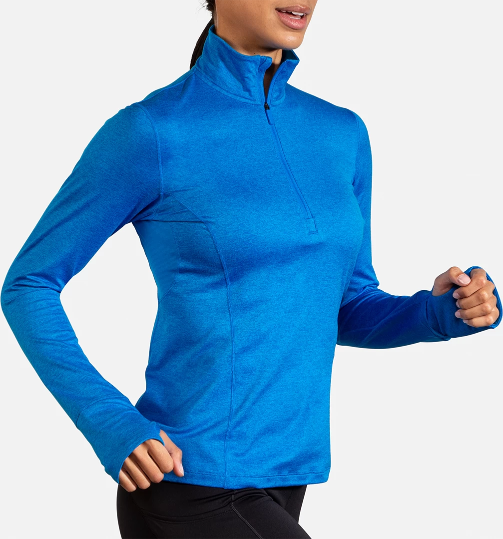 BROOKS Women's Dash 1/2 Zip (437 - Heather/Blue Bolt) 4 BROOKS Women's Dash 1/2 Zip (437 - Heather/Blue Bolt) - Image 4