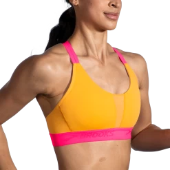 BROOKS Women's Drive Plunge Bra 2.0 (889 - Sun Glow/Hyper Pink) -Brooks Store EC164DE4 A890 49B4 8698 485252F00826