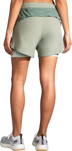 BROOKS Women's Chaser 5" 2-in-1 Short (326 - Pebble/Dark Pebble/Cool) -Brooks Store F93AC6F9 C7DB 4772 BD8C 03C49C8D33DA